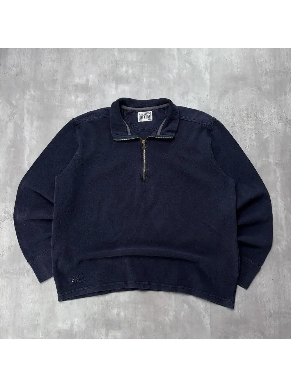 Y2K Navy Converse Grunge Gothic Quarter Zip Sweater